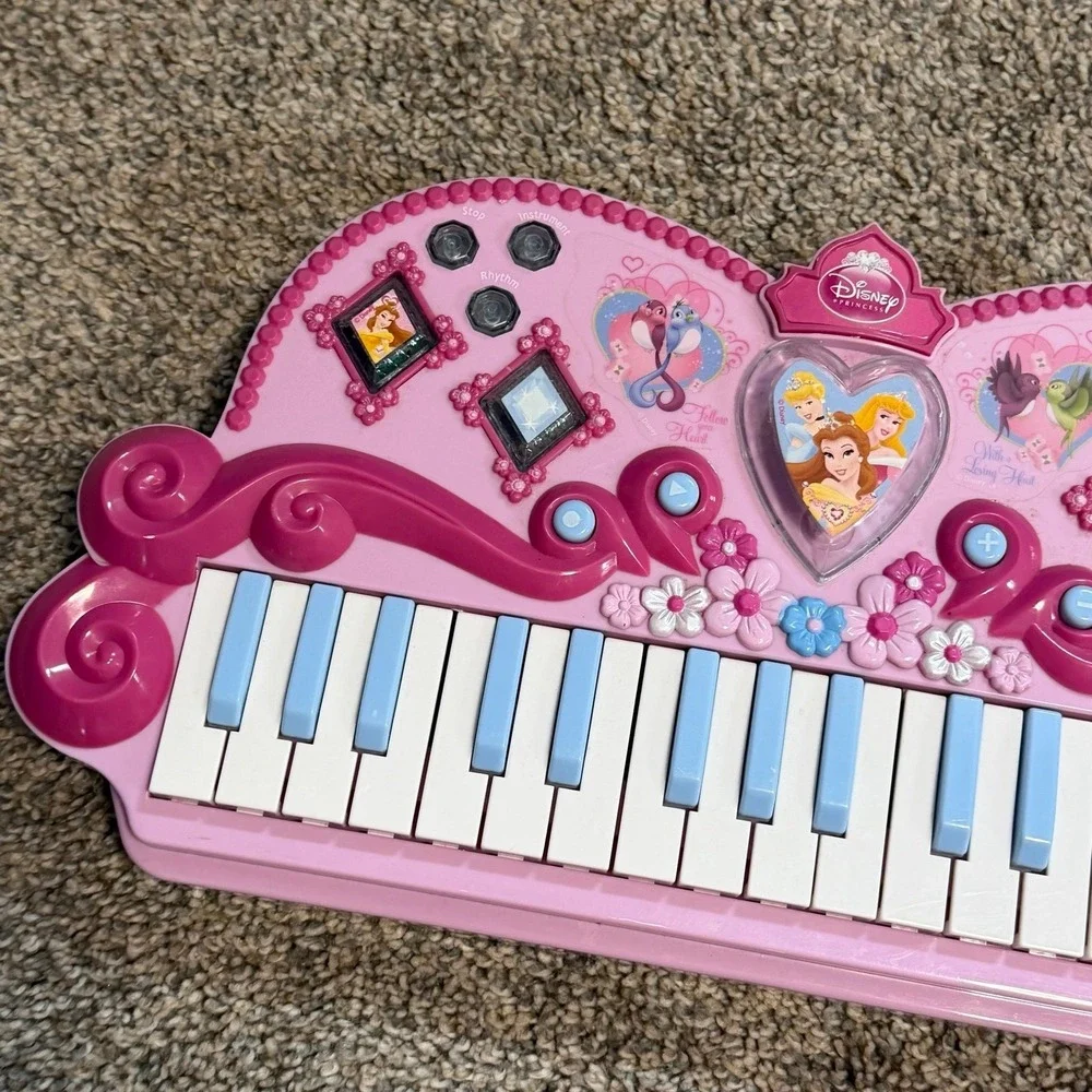 Disney Princess Electronic Keyboard Piano Pink Musical Toy Tested Working Y2K
